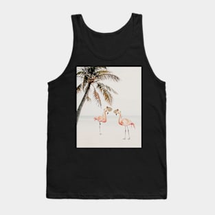 Flamingos on the beach under palm Animal adventures Tank Top